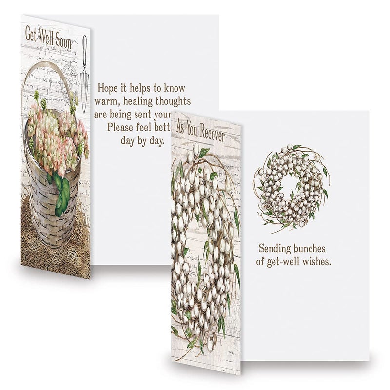 Current Farmhouse Get Well Greeting Cards - Set of 8 (4 Designs), Large 5" x 7", Sympathy Cards with Sentiments Inside, White Envelopes - Image 2
